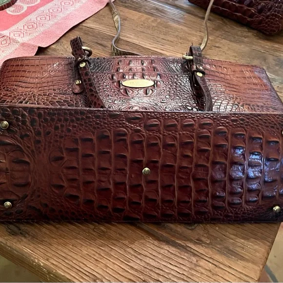 L
Brahmin Crocodile-Embossed Tote in Rich Burgundy - Picture 7 of 10